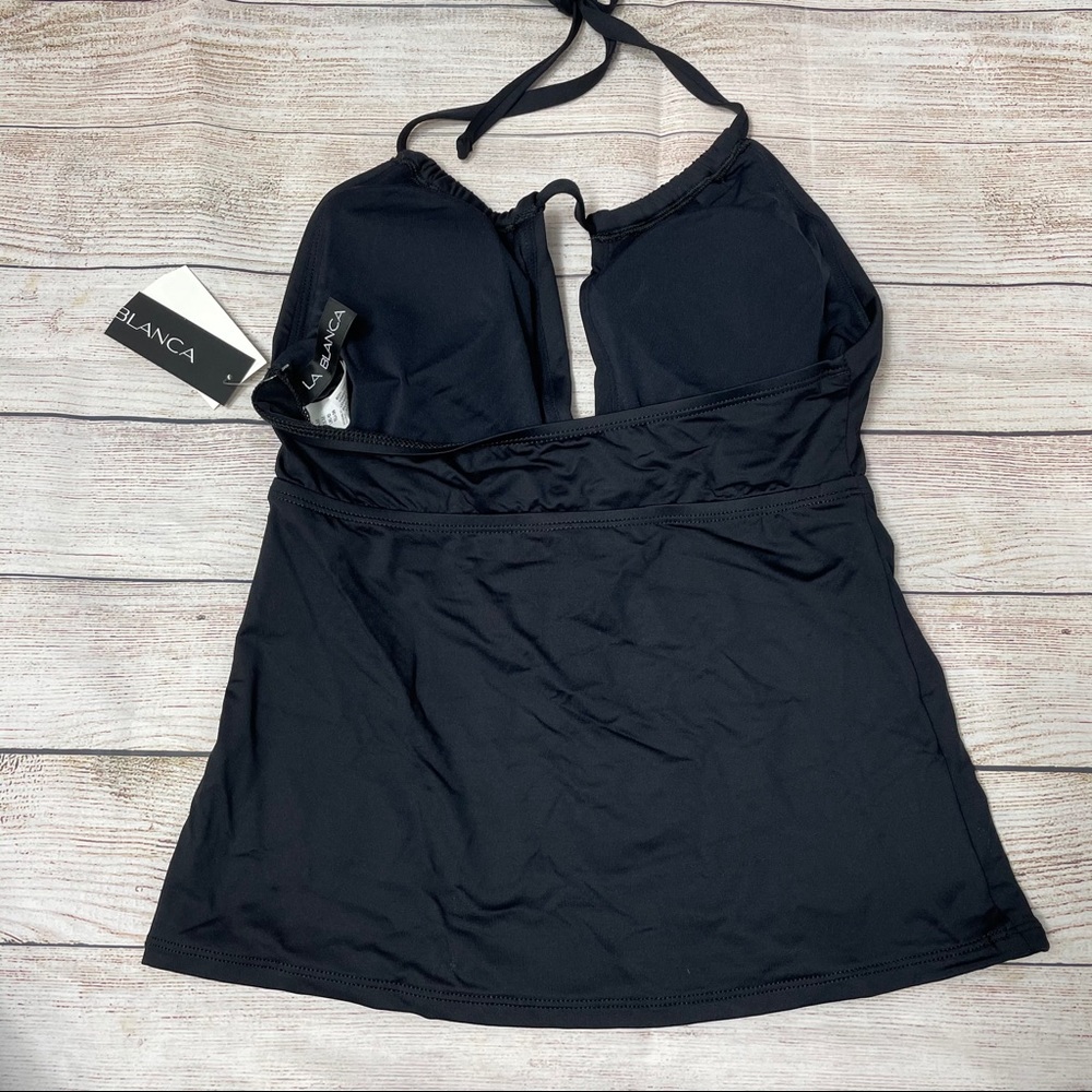 LA BLANCA | missy keyhole black halter tankini top - Picture 5 of 7